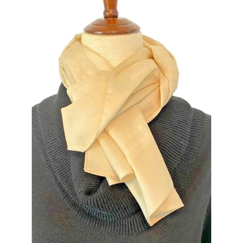 Women’s Scarf Cream Geometric Border Long Rectangle Lightweight Casual Vintage - Picture 3 of 16